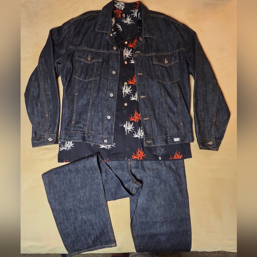 Guess Men's Selvedge Style Denim Jacket & Pants Set: XXXL / 36x34